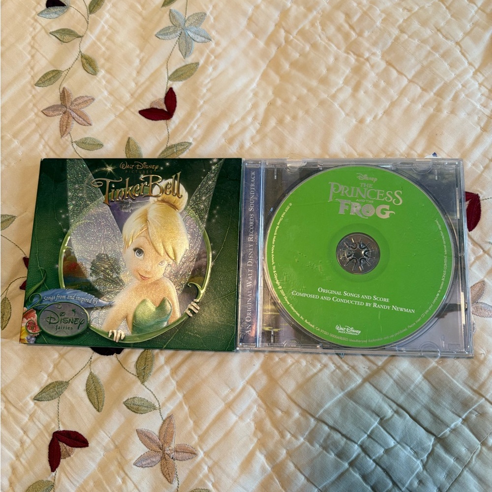 Disney Tinker Bell & Princess Frog CD Set - Green and Silver